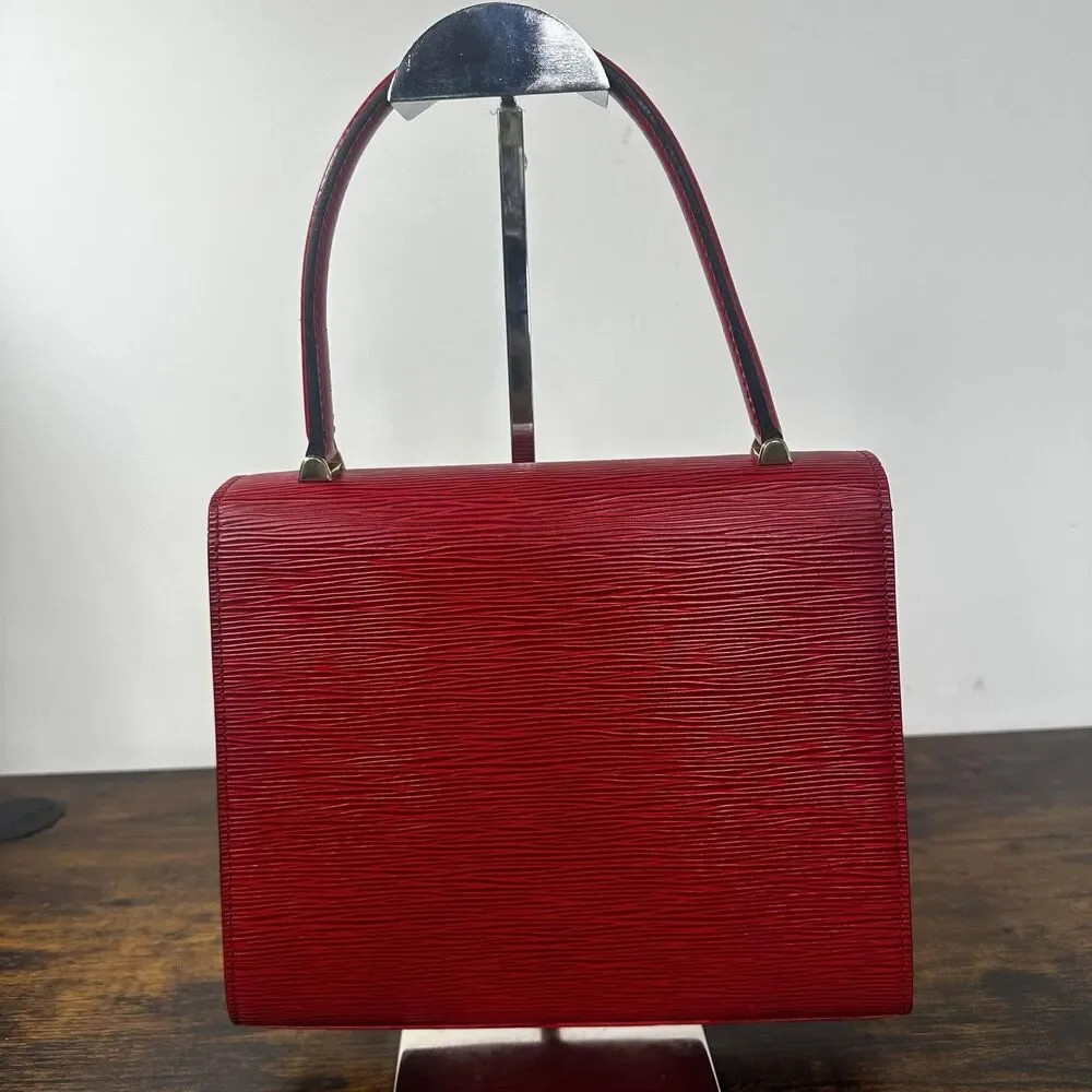 Louis Vuitton Malsherbes Vintage Epi Top Handle Bag Small Red Gold Tone